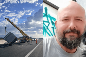 Muore in camion ribaltandosi dopo il tamponamento